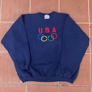 Genuine Early 90s Vintage NEVER WORN Dark Navy USA Olympics Sweatshirt